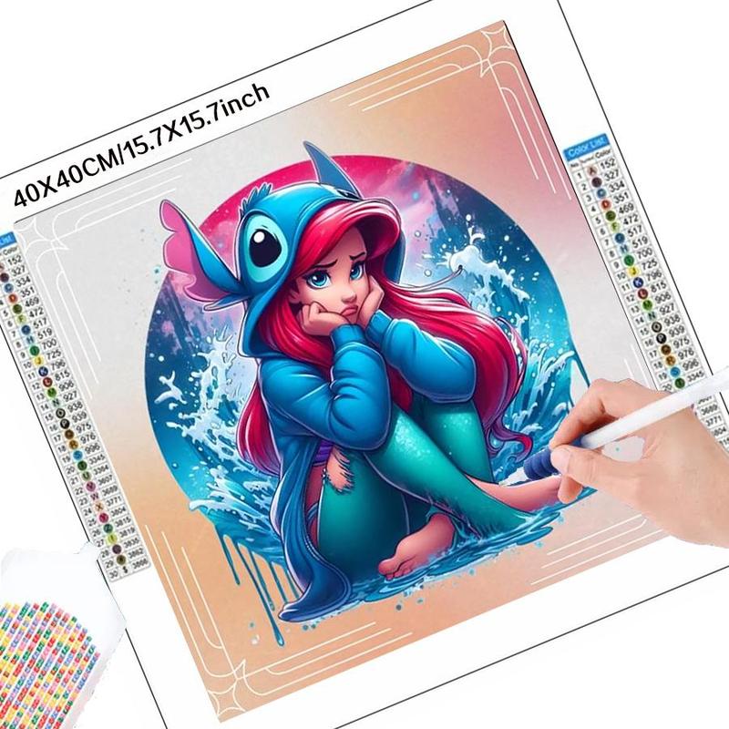 5D DIY Cartoon Mermaid Pattern Diamond Arts Colorful Painting Kit without Frame, 1 Set Decorative Art Diamond Arts Colorful Painting for Beginner