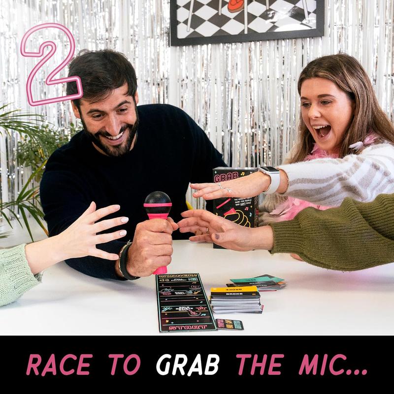 Lucky Egg Exciting Grab The Mic - The Family Karaoke Game 8+ Year Olds, 2-10 Players - Board Game for Bad Singers - 250 Lyric Cards for Fun Hilarious Games Night, Birthday Party, Kids Gift