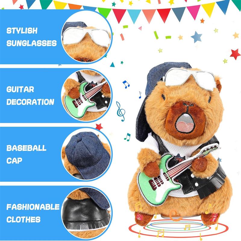 Capibara Dancing Talking Mimicking Toys, 10 English Songs Singing Musical Plush Stuffed Animals Toy, Mimic Repeats What You Say Girls Easter Gift