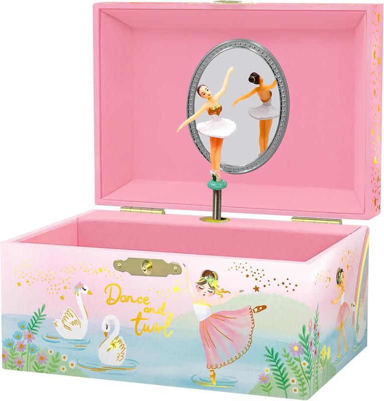 Musical Ballerina  Box for Girls -  Music Box with Spinning Ballerina, Ballet Birthday Gifts for Little Girls,  Boxes, 6 x 4.7 x 3.5 in - Ages 3-10,Pink