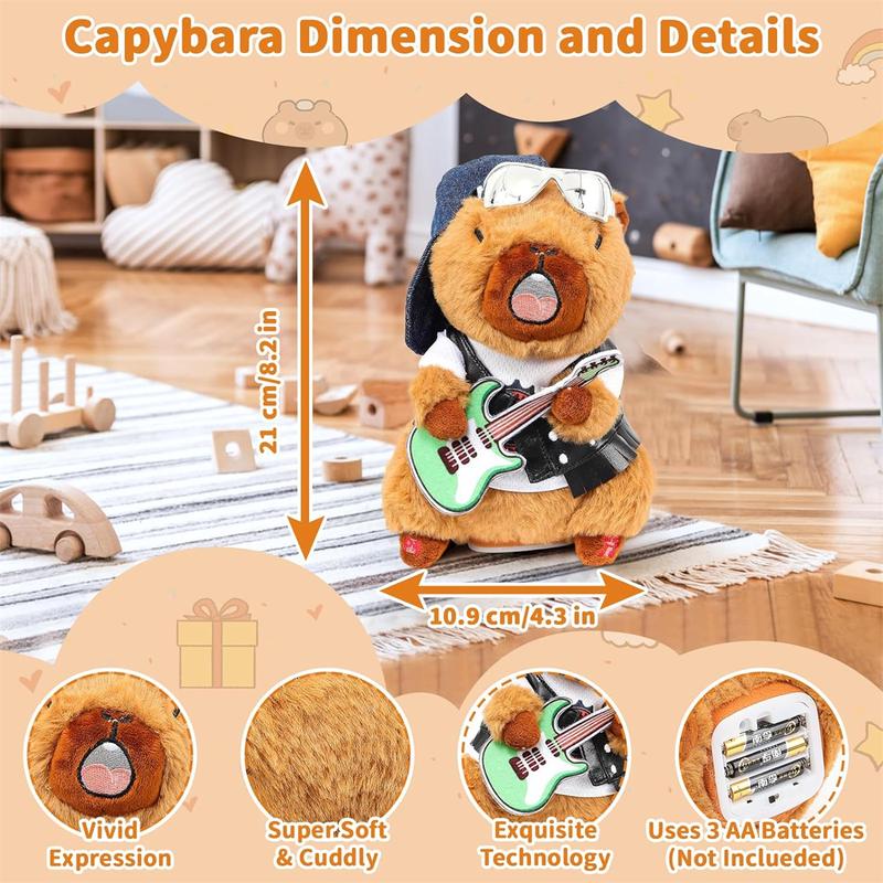 Capibara Dancing Talking Mimicking Toys, 10 English Songs Singing Musical Plush Stuffed Animals Toy, Mimic Repeats What You Say Girls Easter Gift