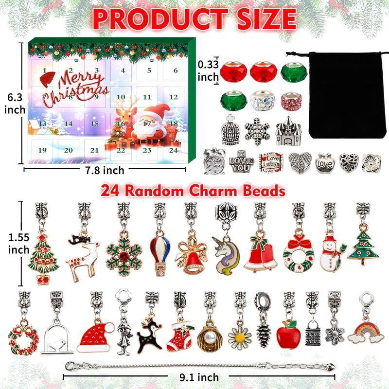 Advent Calendar 2024, Charm Bracelet Making Kit for Girls 24 Days Christmas Countdown Calendar with DIY Jewelry Supplies Surprise Xmas Gifts