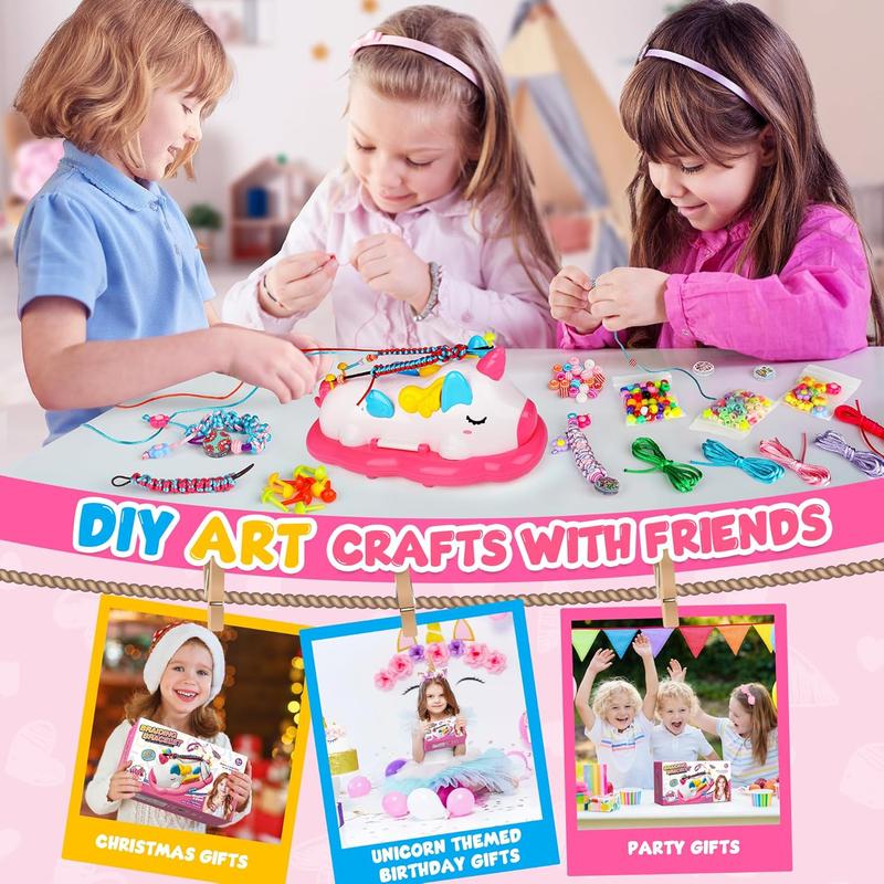 Unicorn Friendship Bracelet Making Kit Girls Toys, Ages 4 5 6 7 8 Year Old Girls Birthday Gifts Ideas,Double Storage DIY Jewelry String Maker Supplies,Arts and Crafts for Kids Ages 4-6 6-8 5-7