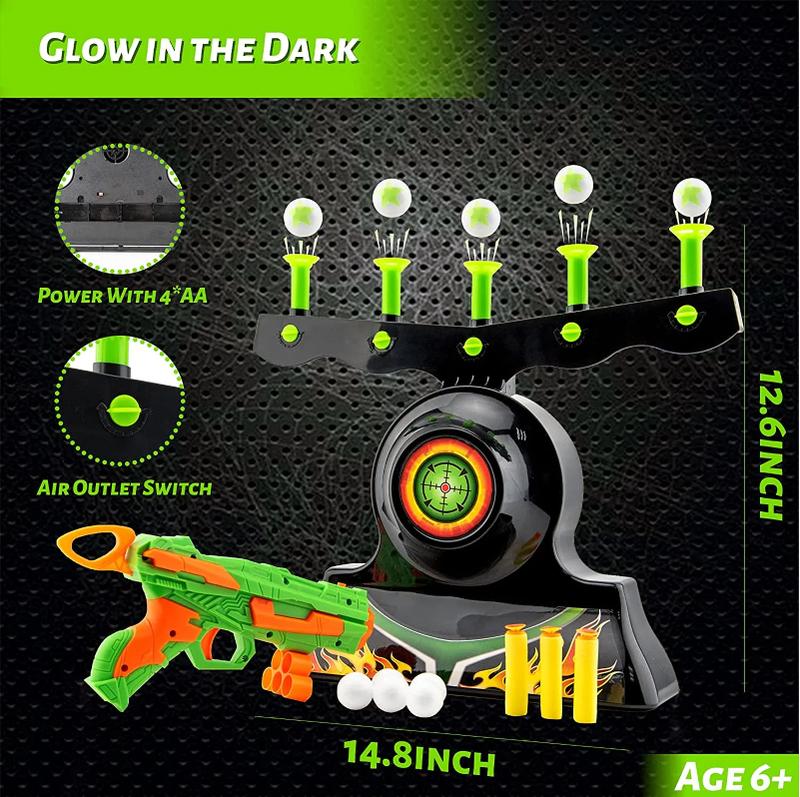 Shooting Targets for Nerf Guns Shooting Game Glow in The Dark Floating Ball Target Practice Toys for Kids Boys Hover Shot 1 Blaster Toy Gun 10 Soft Foam Balls 3 Darts Shooting Games Toy Gift