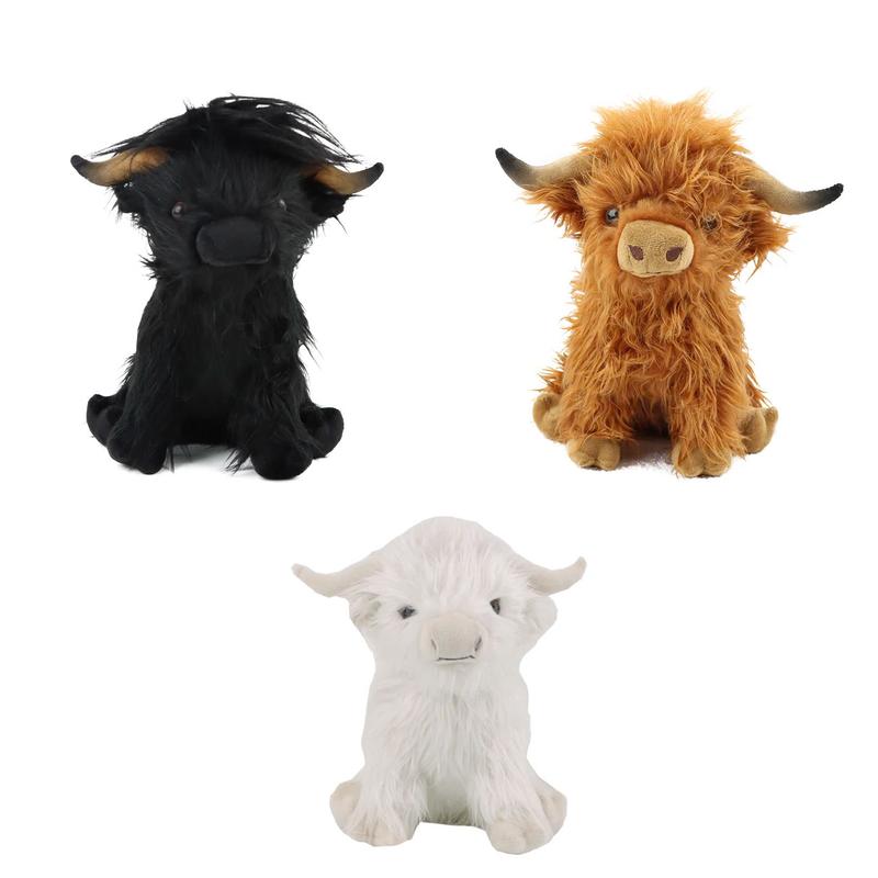 27.5cm simulation highland cow stuffed doll, cute highland cow stuffed toy, gift for children, room decoration toy