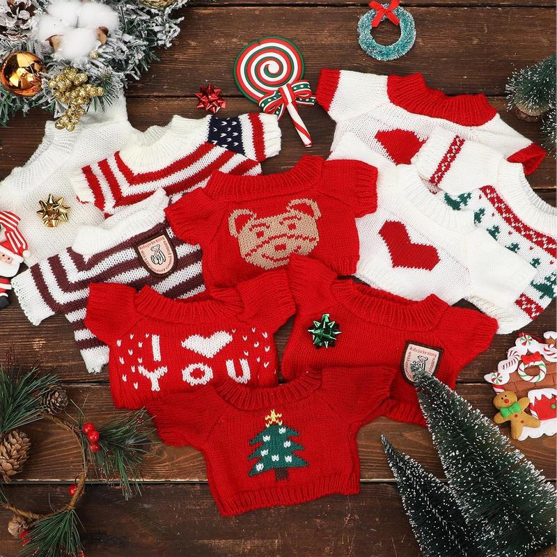 Bencailor 10 Pieces Christmas Elf Doll Clothes Set Elf Clothes Christmas Elf Accessories Winter Christmas Elf Outfits Elf Knitted Clothing Santa Clothing Sweater for Doll Accessories(Cute Style)