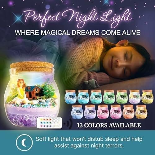 Fairy Garden Light Up Terrarium Kit for Kids I Girls Toys Craft Kits for Kids I Night Light for Kids Crystal Growing Kit I Terrarium Jar Christmas Gifts for Kids I Birthday Gifts for Girls Age 5-12