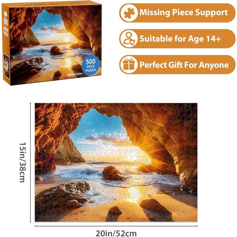 Puzzles for Adults 500 Piece Puzzle Hawaiian Sunset Beach Jigsaw Puzzle, Art Home Decor DIY Funny Parent-Child Game Toy Challenging Puzzle Gift for Mom, Wife, Friend, Finished Puzzle Size is 21 x 15