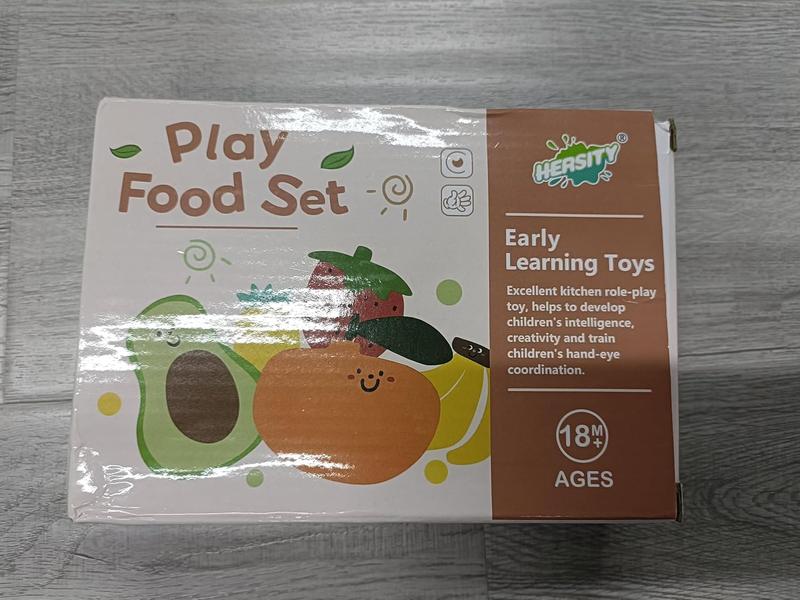 Christmas gift Play Food Set Cutting Fruits and Veggies Toys for Toddlers 1-3, Pretend Play Kitchen Accessories Montessori Educational Toys for Kids Boys Girls 18 Months+