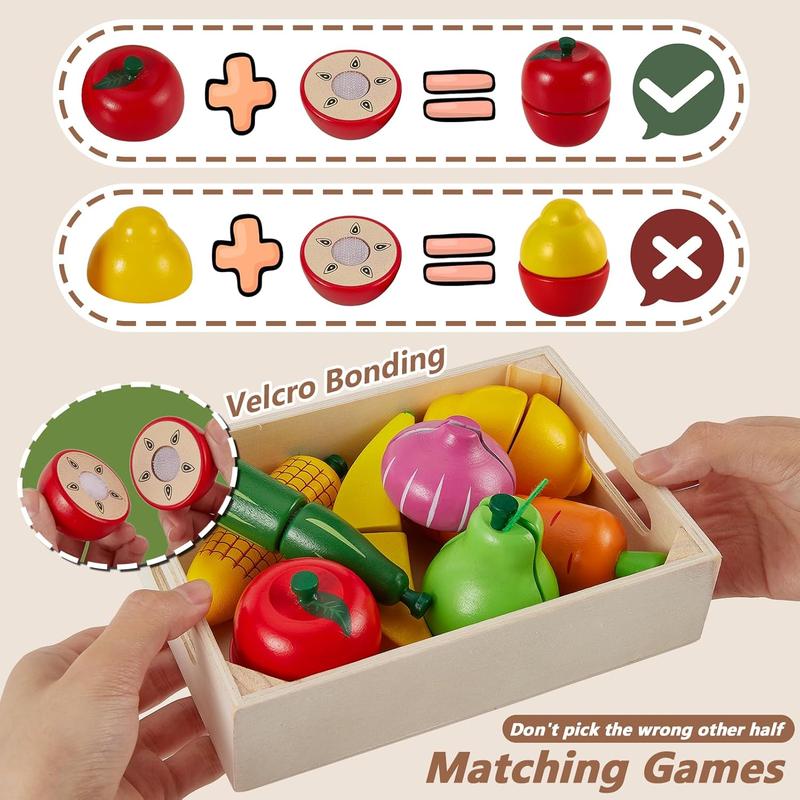 Christmas gift Play Food Set Cutting Fruits and Veggies Toys for Toddlers 1-3, Pretend Play Kitchen Accessories Montessori Educational Toys for Kids Boys Girls 18 Months+