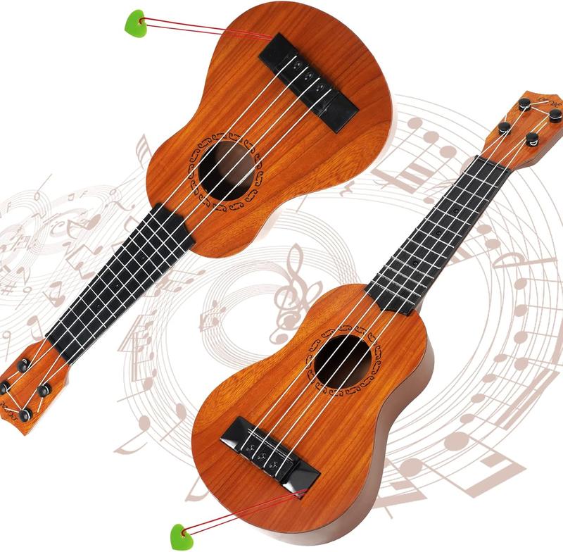 Raimy 17in Ukulele Guitar - 4 Strings Mini Guitar Children Musical Instruments Educational Toys with Picks