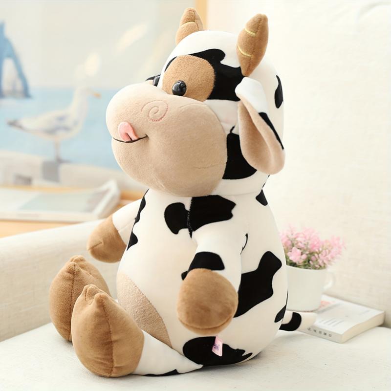 30cm 11.8in Large Cuddly Cartoon Cow Plush Toy - Soft, Huggable, and Vibrant Stuffed Animal Friend for Kids - Perfect Christmas Gift or Birthday Present