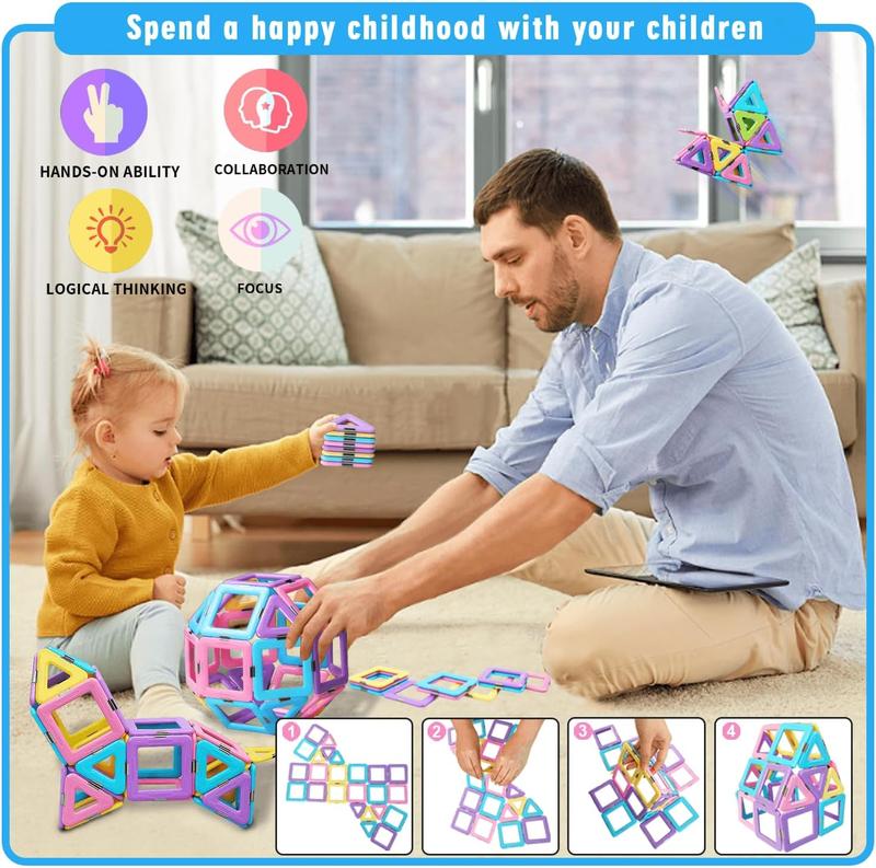 Magetic Building Blocks Toys for 3 Year Old Girls Boys Construction Learning Educational Magnetic Tiles Toys for Kids Gifts Toys for 3 4 5 6 7 8 Years Old Boys Girls Christmas Birthday