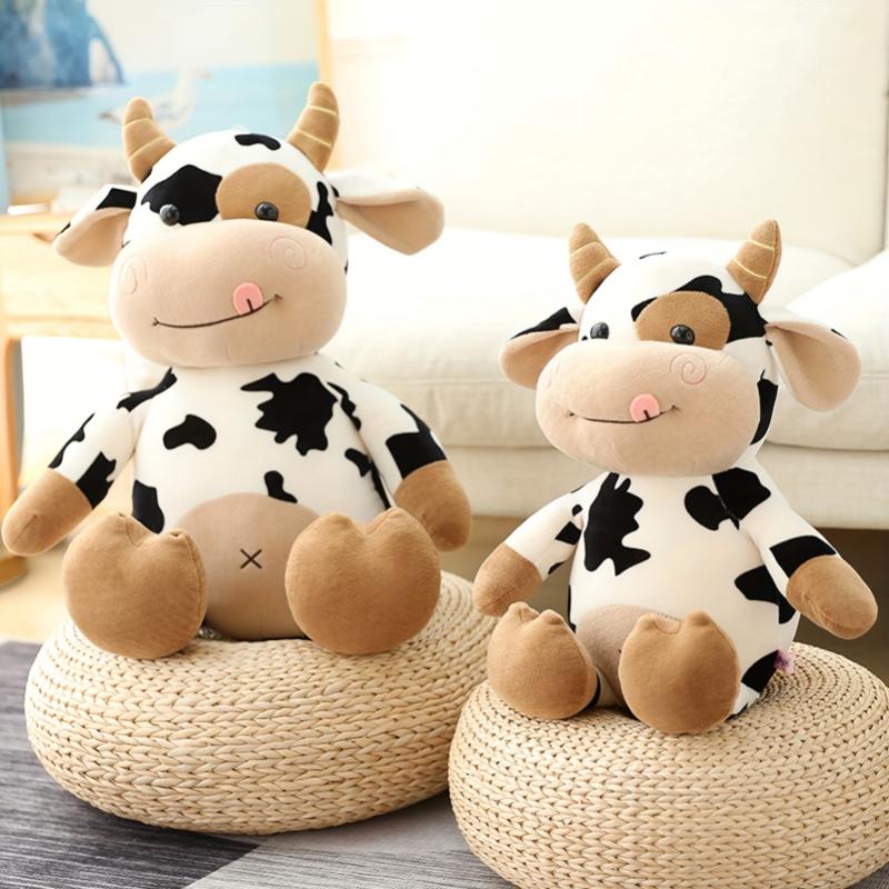 30cm 11.8in Large Cuddly Cartoon Cow Plush Toy - Soft, Huggable, and Vibrant Stuffed Animal Friend for Kids - Perfect Christmas Gift or Birthday Present