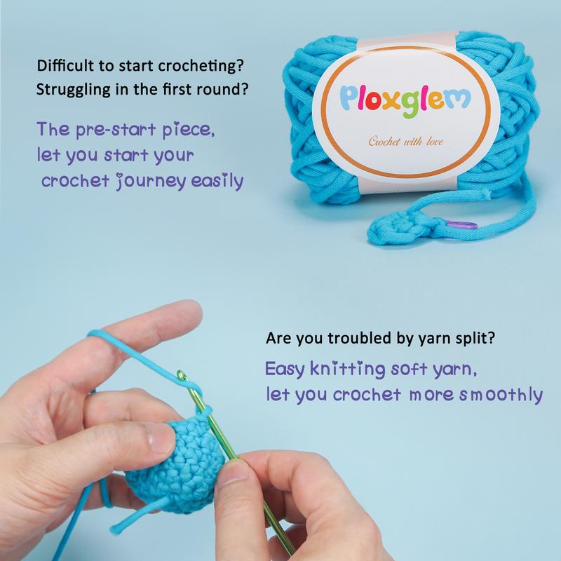 PLOXGLEM Crochet Kit for Beginners: DIY All in One Crochet Knitting Kit Learn to Crochet Set for Adults and Kids with Easy to Crochet Yarn and Hook Step-by-Step Video Tutorials-Cute Dinosaur