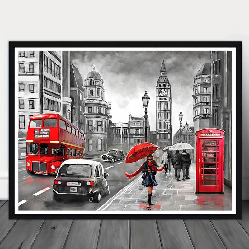 City Scenery Pattern DIY Diamond Arts Colorful Painting Without Frame, DIY 5D Diamond Arts Colorful Painting Kit, Wall Art Decor For Home Living Room Bedroom