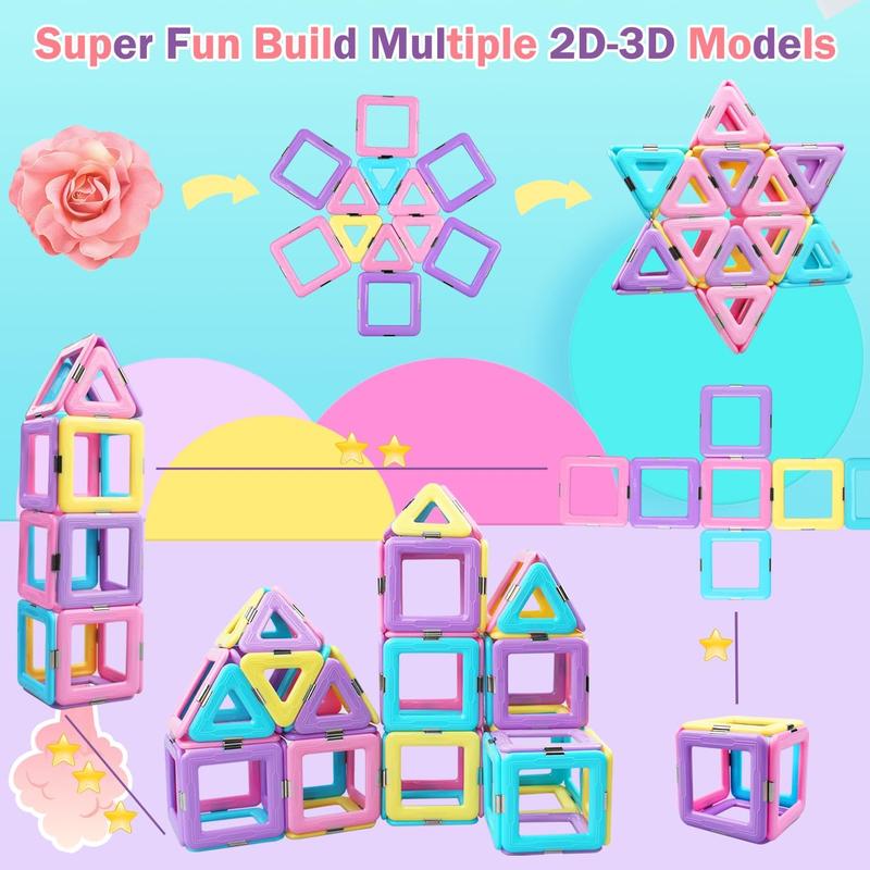 Magetic Building Blocks Toys for 3 Year Old Girls Boys Construction Learning Educational Magnetic Tiles Toys for Kids Gifts Toys for 3 4 5 6 7 8 Years Old Boys Girls Christmas Birthday