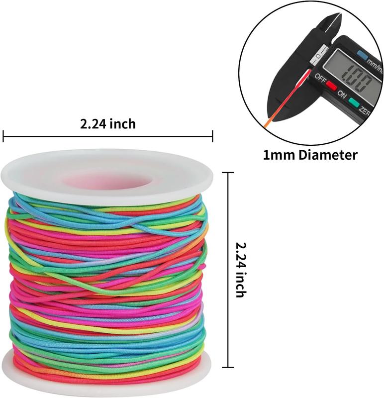 Bracelet String Elastic Cord - 2 Rolls 1MM Stretchy String for Bracelet Making, Rainbow Elastic Bracelets String Thread for Clay Beads, Bracelets