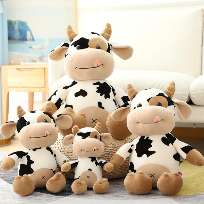 30cm 11.8in Large Cuddly Cartoon Cow Plush Toy - Soft, Huggable, and Vibrant Stuffed Animal Friend for Kids - Perfect Christmas Gift or Birthday Present