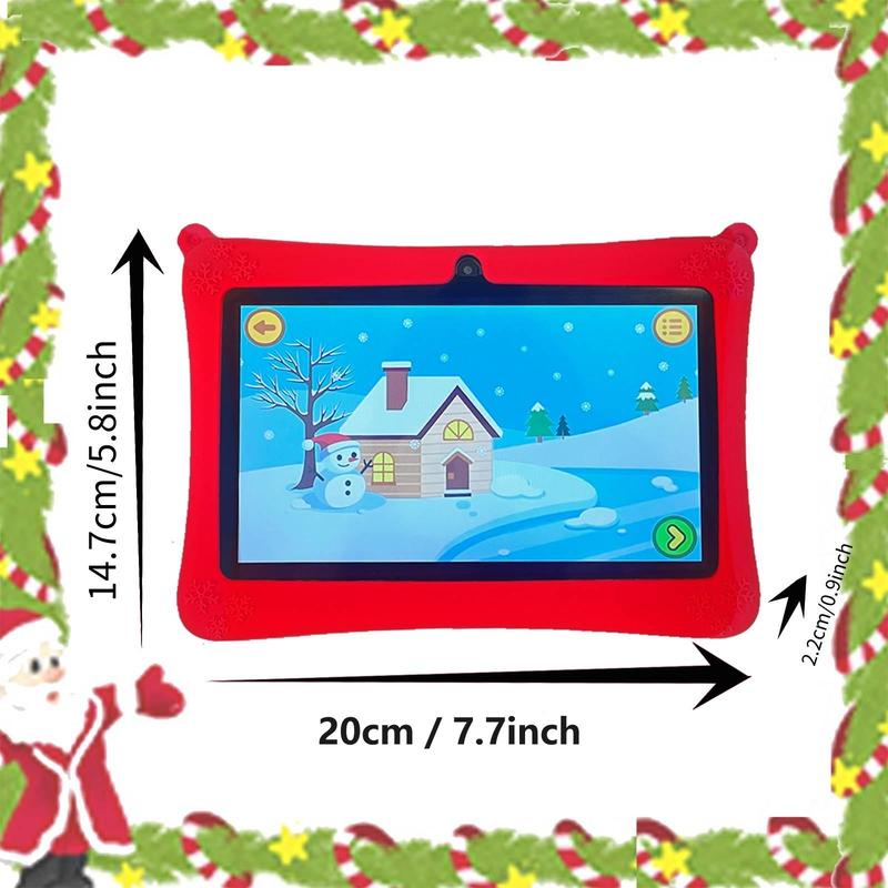 CECIILAVII 7 Inch Android 12 Tablet, 1 Count Educational Toy with Eye Protect HD Screen, Parental Lock, Silicone Protect, USB Power Supply, Best Gift for Kids