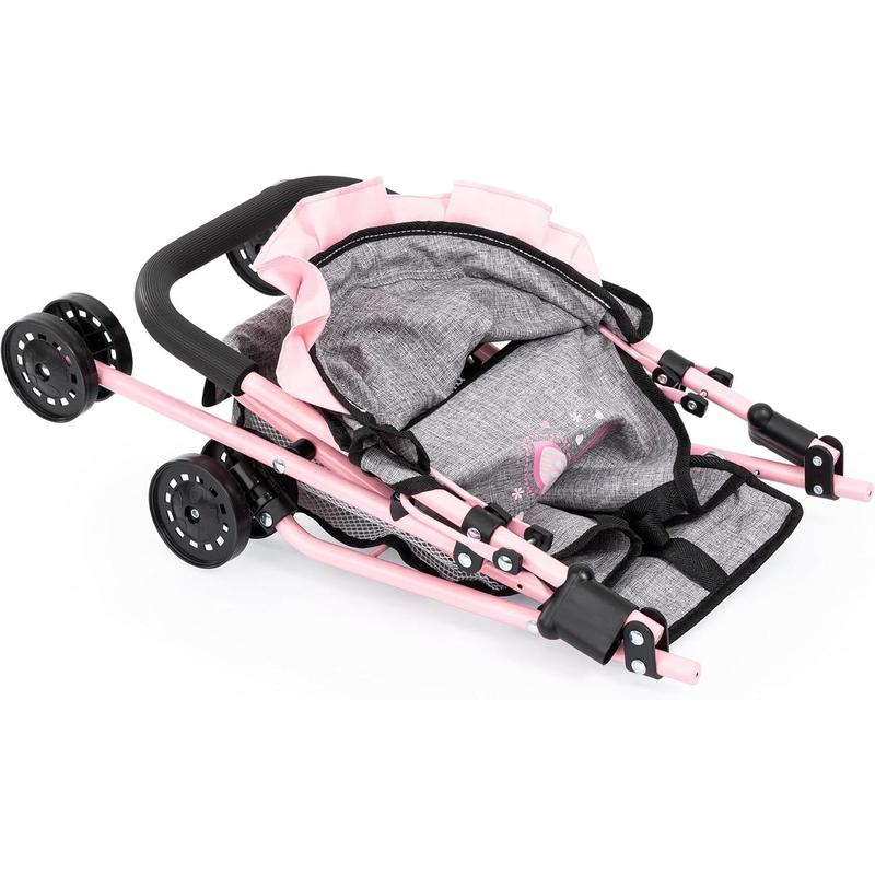 Bayer Design Dolls: Buggy 10 Piece Set - Grey, Pink, Butterfly - Stroller, Play Mat, Bed & Accessories Set for Dolls Up to 18