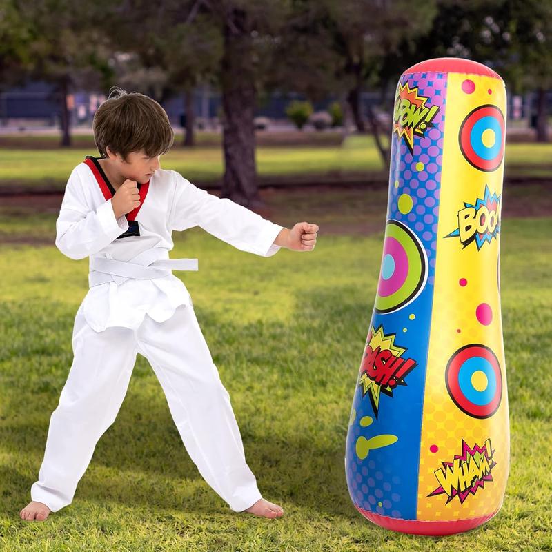 Punching Bag for Kids, 47 Inches Kids Punching Bag with Bounce-Back Action, Double-Sided Inflatable Punching Bag(1 Pack)