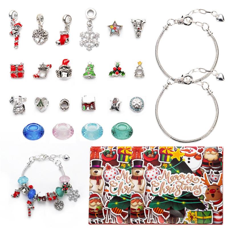 Christmas Countdown Calendar Bracelets DIY Jewelry Making Kit Including 22 Charm Beads 2 Bracelets advent calendar 2024