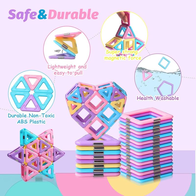 Magetic Building Blocks Toys for 3 Year Old Girls Boys Construction Learning Educational Magnetic Tiles Toys for Kids Gifts Toys for 3 4 5 6 7 8 Years Old Boys Girls Christmas Birthday