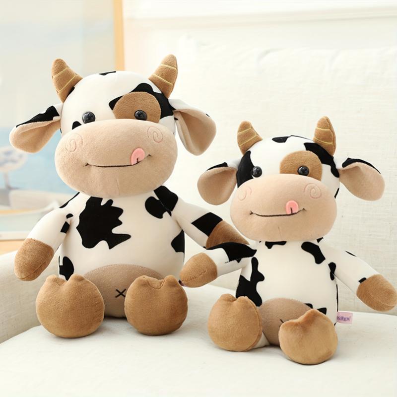 30cm 11.8in Large Cuddly Cartoon Cow Plush Toy - Soft, Huggable, and Vibrant Stuffed Animal Friend for Kids - Perfect Christmas Gift or Birthday Present