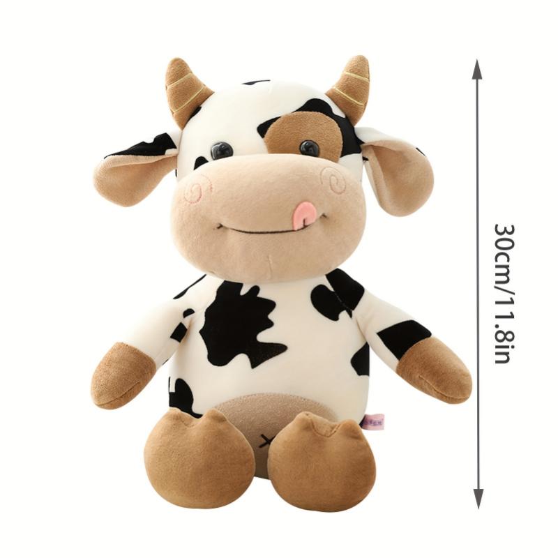 30cm 11.8in Large Cuddly Cartoon Cow Plush Toy - Soft, Huggable, and Vibrant Stuffed Animal Friend for Kids - Perfect Christmas Gift or Birthday Present