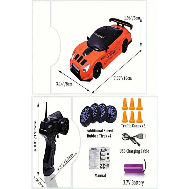 1: 24 Remote-Controlled Racing Car, 2.4G Mini Four-Wheel Drive Racing Car, High-Speed Toy Car, Up To 15mph, Aluminum Alloy Hood, ABS Shell, Replaceable Tires, Drift Resistant