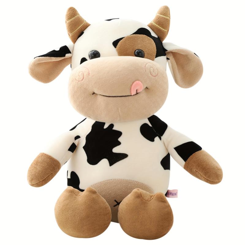 30cm 11.8in Large Cuddly Cartoon Cow Plush Toy - Soft, Huggable, and Vibrant Stuffed Animal Friend for Kids - Perfect Christmas Gift or Birthday Present