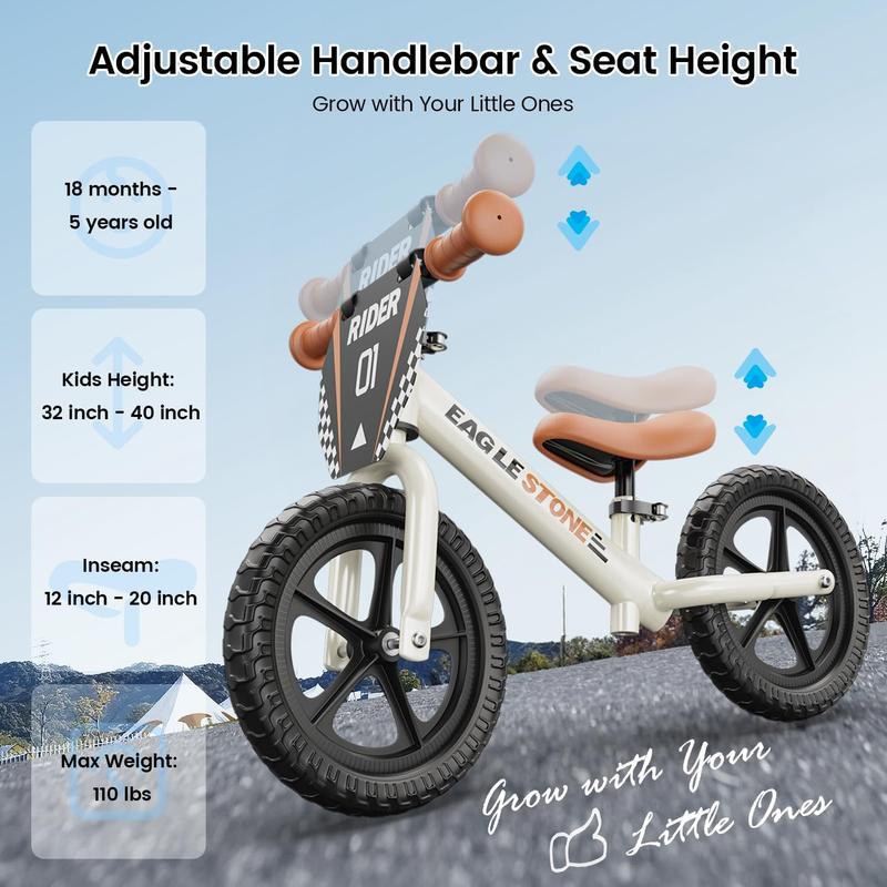 Balance Bike Ride on Toys Balance Bike No Pedal Training Bicycle with Adjustable Seat Birthday Toy Gift