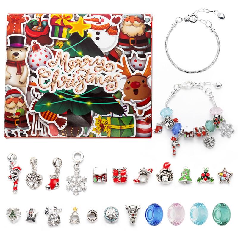 Christmas Countdown Calendar Bracelets DIY Jewelry Making Kit Including 22 Charm Beads 2 Bracelets advent calendar 2024