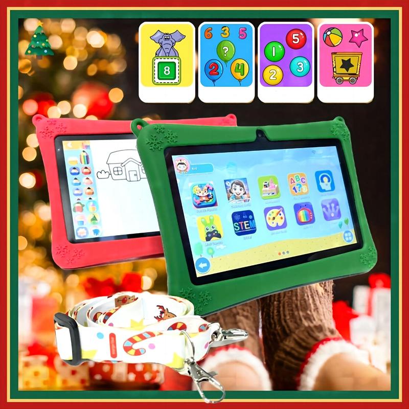 CECIILAVII 7 Inch Android 12 Tablet, 1 Count Educational Toy with Eye Protect HD Screen, Parental Lock, Silicone Protect, USB Power Supply, Best Gift for Kids