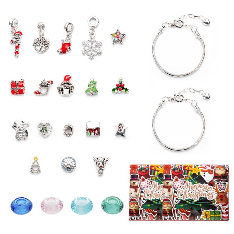 Christmas Countdown Calendar Bracelets DIY Jewelry Making Kit Including 22 Charm Beads 2 Bracelets advent calendar 2024