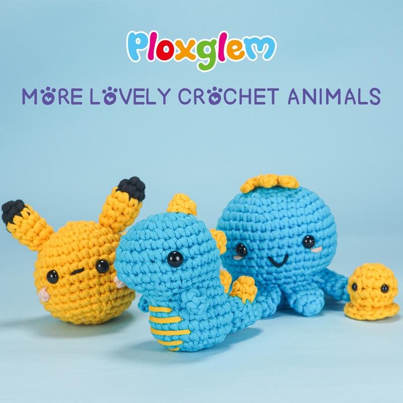 PLOXGLEM Crochet Kit for Beginners: DIY All in One Crochet Knitting Kit Learn to Crochet Set for Adults and Kids with Easy to Crochet Yarn and Hook Step-by-Step Video Tutorials-Cute Dinosaur