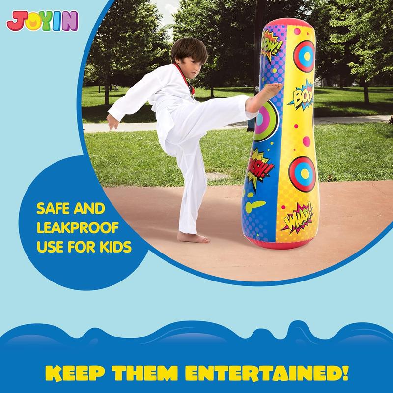 Punching Bag for Kids, 47 Inches Kids Punching Bag with Bounce-Back Action, Double-Sided Inflatable Punching Bag(1 Pack)