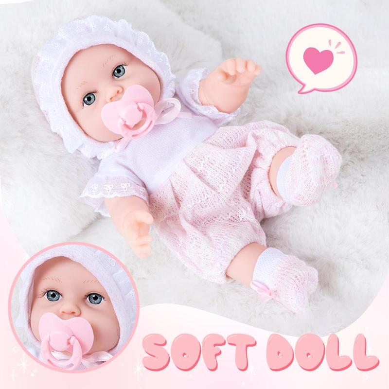 12 Inch Realistic Baby Doll with Clothes & Bottle & Pacifier & Socks & Hat, 1 Set Realistic Newborn Princess Doll, Birthday Gift for Girls