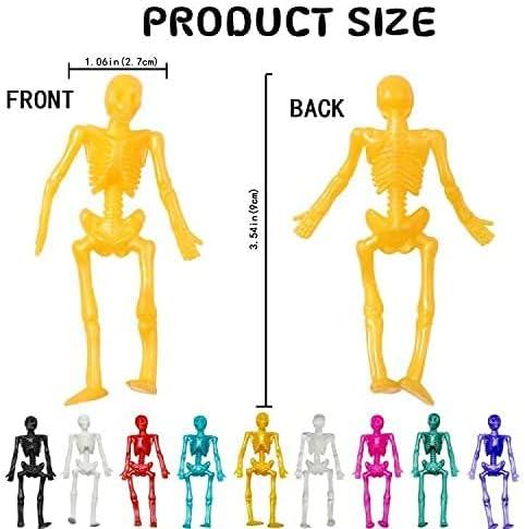 24 count Halloween Stretchy Skeleton Toys, Assorted Color Stretchy Skull squishy Toys for Party Favors, Happy Halloween Goody Bag Fillers, Halloween Sticky Toys for , Boys & Girls