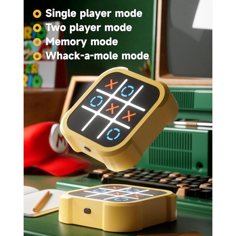 2024 christmasa ornament,2024 fashion trends Rechargeable Electronic Tic-Tac-Toe Game - Portable Educational Chessboard for Home & Office Recreation