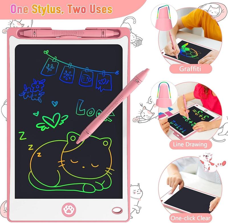 LCD Writing Tablet for Kids 8.8 Inch, Kids Toys for Girls Boys Drawing Pad for 3 4 5 6 7 8 Year Old Kid, Toddler Drawing Doodle Board Travel Essentials Christmas Birthday Gift for Kids -Pink