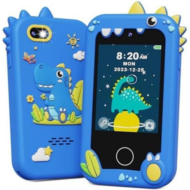 Kids Smart Phone Toys, Touchscreen HD Dual Camera Cell Phone for Kids, Christmas Birthday Gifts Dinosaur Toddler Play Phone for Boys 3-10, Travel Toy Preschool Learning Toy for Kids