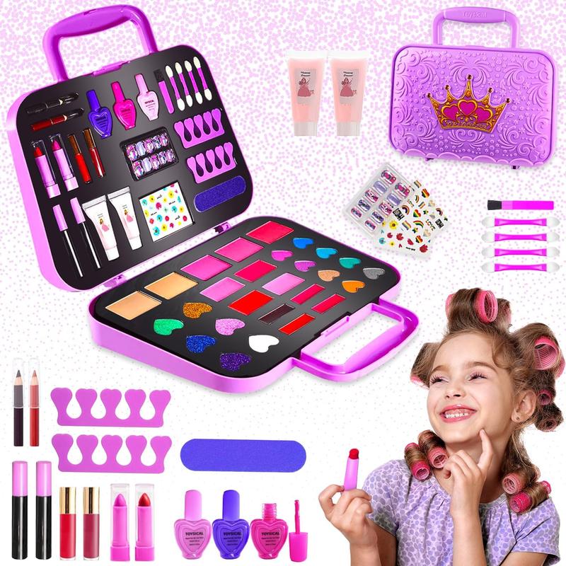 Makeup Kit for Girls, 51 PCS Pretend Makeup Set for Kids, Real Makeup Toys for Girls, Non Toxic, Princess Toys for Girls, Birthday Gift for 3 4 5 6 7 8 9 10 Years Old Children