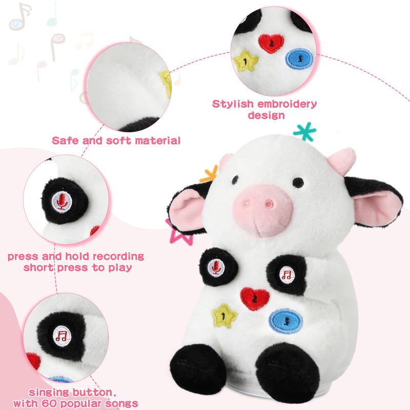 7.48 inch Crawling Cow Animals Toy, Talking Dancing Singing Cow Toy Repeats What You Say