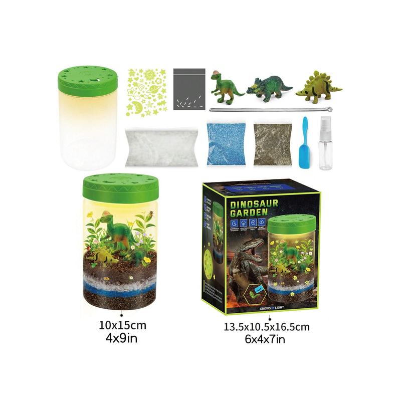 Light-Up Dinosaurs Terrarium Kit For Kids, Glow In Dark Dinosaur Toys For Boys Educational, Science Kit For Kids Ages 4 5 6 7 8-12 Year Old, STEM Birthday Gifts For Boys, Kids Gifts For Boys Girls