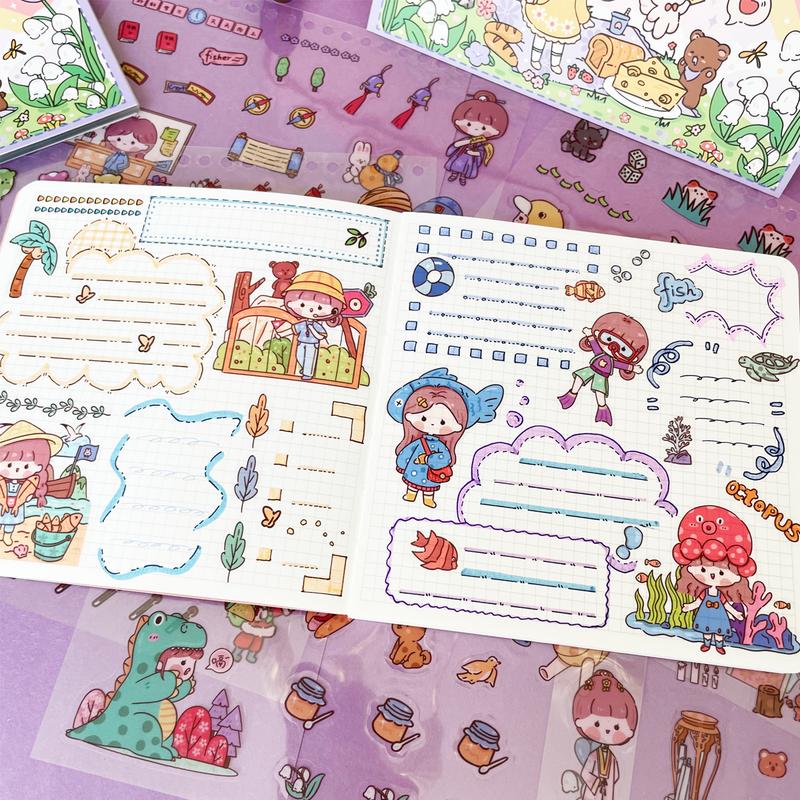 Cute Waterproof PET Sticker Book with 1000+ Anime Waterproof Stickers for Scrapbooking, Journals, and Personalizing Belongings self adhesive decor DIY