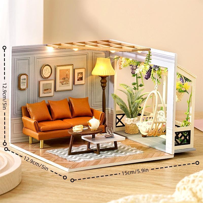 DIY Wooden DIY Miniature House Kit, 1 Box DIY Miniature House Kit, 3D Puzzle, Handmade Birthday Gift for Teenagers and Adults