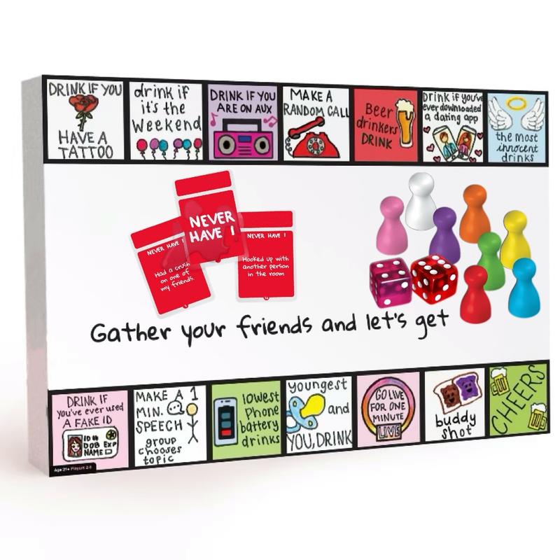 Happy Party Board Game-Fun Drinking Game Perfect for Girl's Night, Bachelorette Party, Christmas Party