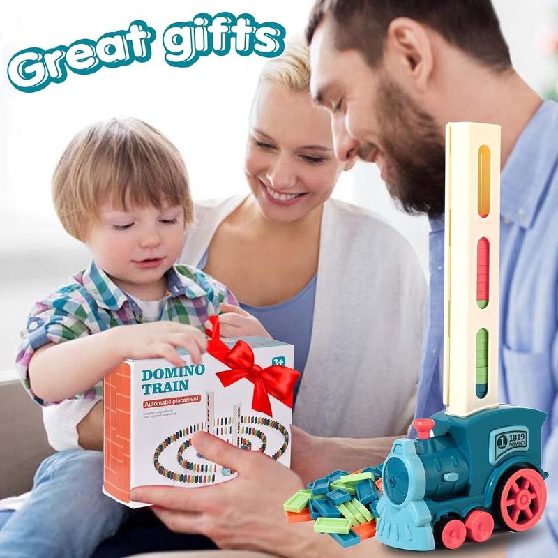 Domino Train Toy Set, Automatic Dominos Train, Electric Dominoes Machine Train Toy Set with Sounds, Christmas Birthday Gifts for Boys Girls Family Games Dominos Dominoes